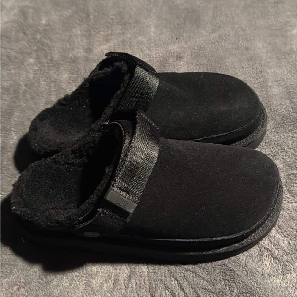 UGG Black Plush Lined Slippers